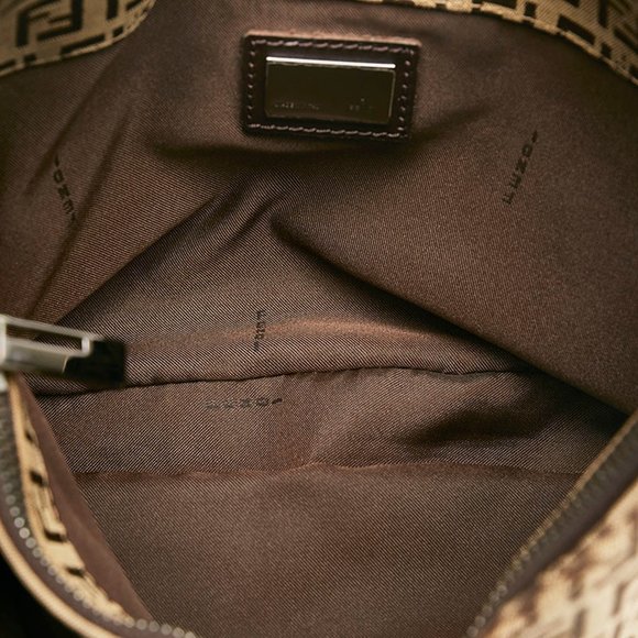 Fendi Zucchino Mamma Bucket One Shoulder Bag Handbag Beige Brown Canvas Leath... - Picture 6 of 11